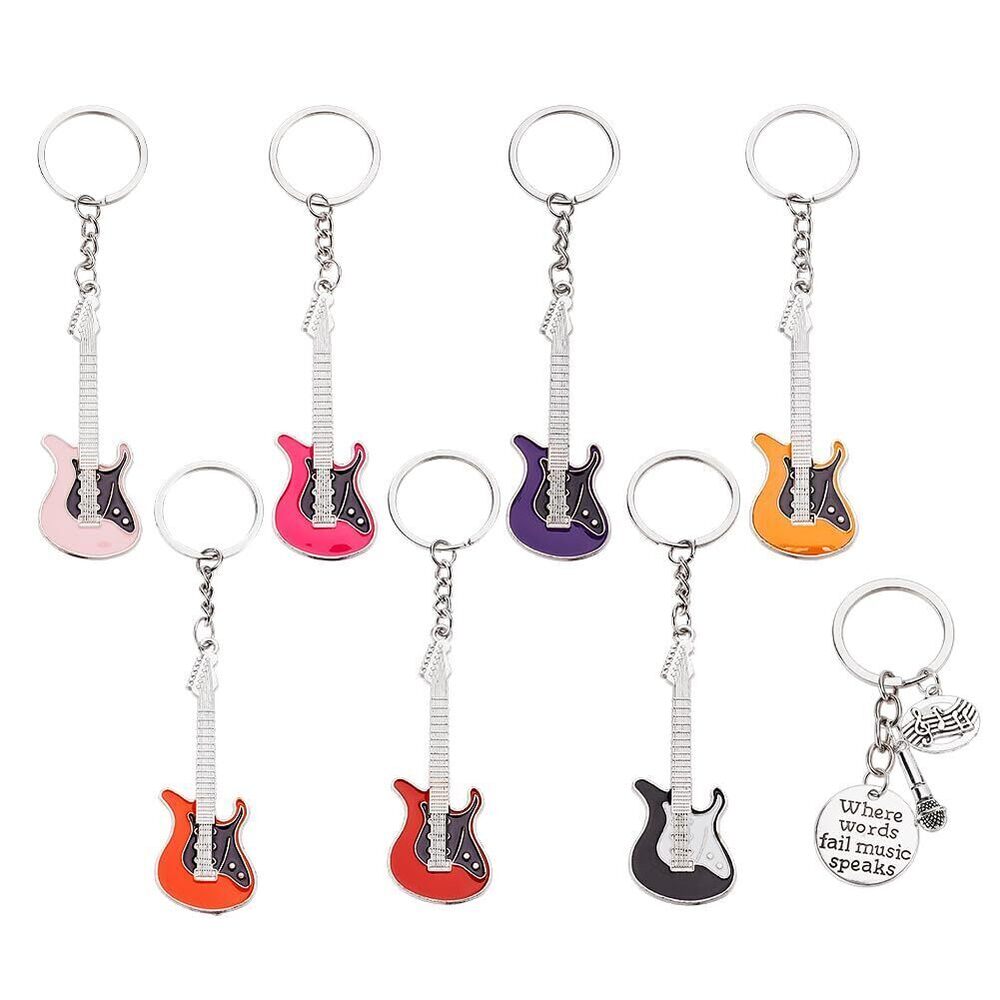 8707 16 Pcs Music Guitar Keychain, Punk Aesthetic Keychain Microphone